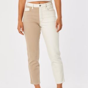 HOLLISTER ULTRA HIGH-RISE TWO-TONE MOM JEANS